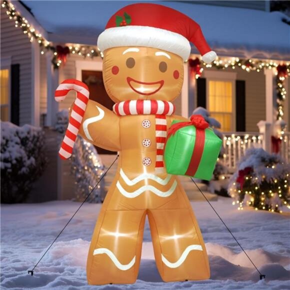 8.5FT Christmas Inflatables Gingerbread Man Outdoor Decor Blow up Christmas